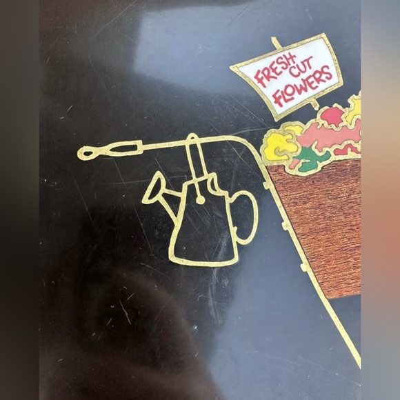 Vintage MCM Couroc of Monterey California Tray Flower Cart 18 x 12” - Picture 10 of 11